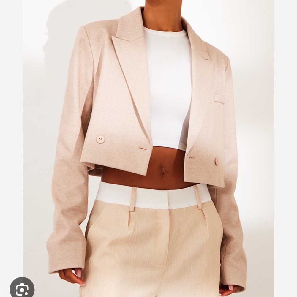 Wool look cropped blazer